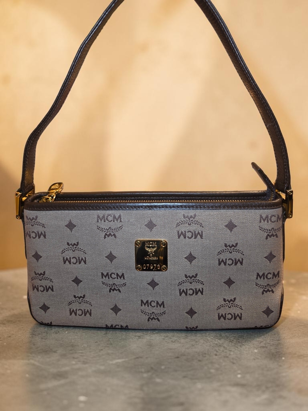 MCM Brown Logo Jacquard Mini Shoulder Bag/COA Included